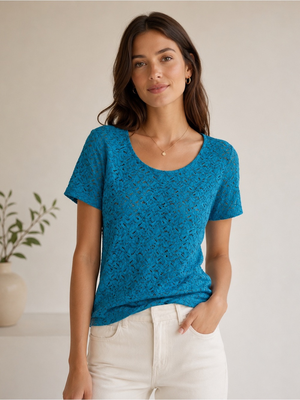 Banana Republic Eyelet Short Sleeve Shirt Size S